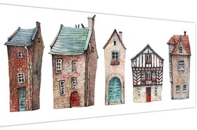 Tablou - Case în acuarelă (120x50 cm)