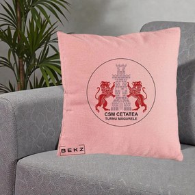 Perna Personalizata CSM Cetatea Turnu Magurele Fotbal, 40x40 cm, Roz, Husa Detasabila, Perna Inclusa, BEKZ®