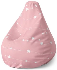 Sac de șezut Pear stele și puncte pe șnur - pentru copii, roz
