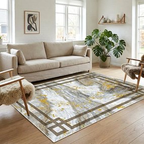 Covor camera antiderapant, 120x180 cm, Marmura Auriu