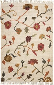 Covor din iută țesut manual cu model floral kilim, 160×240 cm, „Floral Kilim"