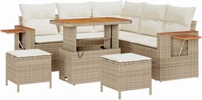 vidaXL Set de canapele pentru grădină 9 pcs Bej și crem poliratan