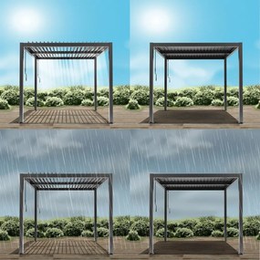 Pergolă bioclimatică din aluminiu cu lamele 3 x 3 M