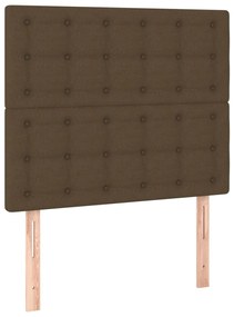 Pat box spring cu saltea, maro inchis, 120x200 cm, textil Maro inchis, 120 x 200 cm, Nasturi de tapiterie