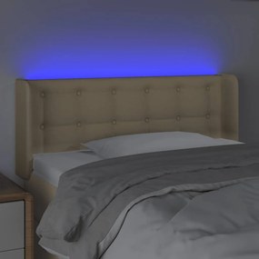 Tablie de pat cu LED, crem, 103x16x78 88 cm, textil 1, Crem, 103 x 16 x 78 88 cm