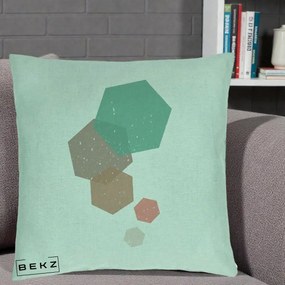 Perna Decorativa Geometric Hexagoane Pastel, 40x40 cm, Verde Menta, Husa Detasabila, Perna Inclusa, BEKZ®