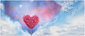 Tablou - Copac de inimă roz (120x50 cm)