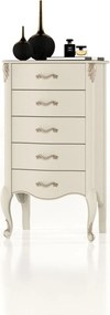 Comodă lemn masiv Celisea 5 Sertare, 65,5 × 49 × 118 cm - Ivoire