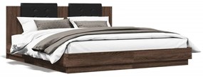 3209897 vidaXL Cadru de pat cu tăblie stejar maro 200x200 cm lemn prelucrat