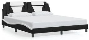 3214041 vidaXL Cadru de pat cu LED, negru și alb, 180x200 cm, piele ecologică