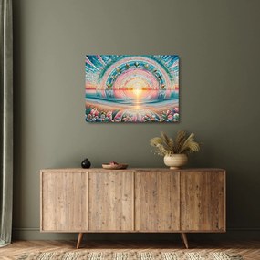 Tablou pe sticlă – Mozaic al soarelui la apus (70x50 cm)