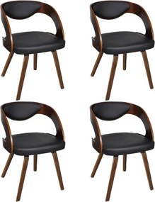 vidaXL Scaune de bucătărie 4 buc., maro, lemn curbat & piele ecologică