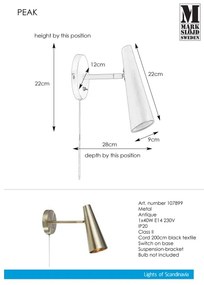Markslöjd 107899 - Lampă de perete PEAK 1xE14/40W/230V
