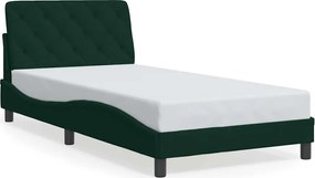 vidaXL Cadru de pat fără saltea, verde închis, 100x200 cm, catifea