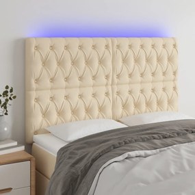 3122771 vidaXL Tăblie de pat cu LED, crem, 160x7x118/128 cm, textil