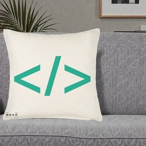 Perna Personalizata Cod HTML Turcoaz, 40x40 cm, Crem Reliefat, Husa Detasabila, Perna Inclusa, BEKZ®