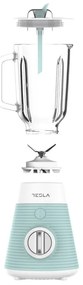 Blender Tesla BL510BWS, 500W, Cana de sticla 1,5 L, Pulse, Lama cvadrupla, Alb/Menta