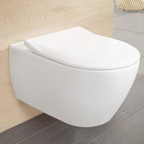 Set vas WC suspendat Villeroy &amp; Boch, Subway 2.0, direct flush, cu capac slim, soft close, alb alpin