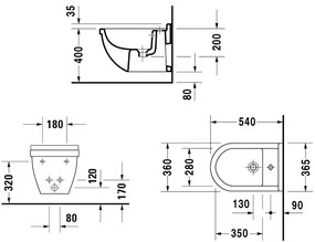 Duravit Starck 3 Bideu suspendat 36x54 cm
