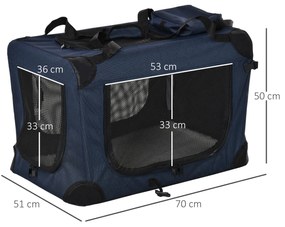 Geanta pentru caini mici cu 3 intrari si perna PawHut, Oxford si metal, albastru 70x51x50 cm | AOSOM RO