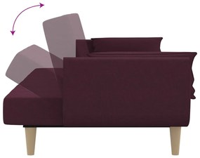 Canapea extensibila cu 2 locuri, 2 perne, violet, textil Violet, Fara scaunel pentru picioare Fara scaunel pentru picioare