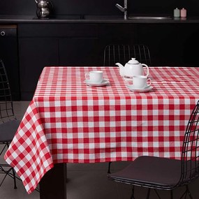 Fata de masa 160x160 cm, 100% bumbac, rosu/alb