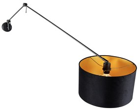 Aplică neagră cu abajur din catifea neagră 35 cm reglabilă - Blitz