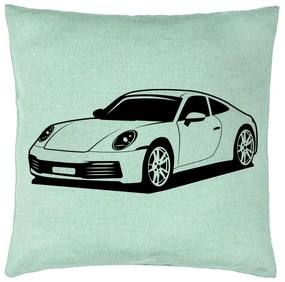 Perna Decorativa, Model Porsche 911, 40x40 cm, Verde Menta, Husa Detasabila, Burduf