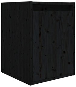 Comode TV, 3 buc., negru, lemn masiv de pin 3, Negru