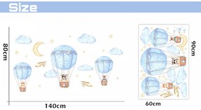 Autocolant de perete "Baloane cu aer cald cu animaluțe 2" 140x80 cm