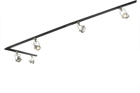 Sistem inteligent de șină monofazat negru cu oțel incl. 5 WiFi GU10 - Iconic Suplux