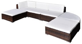 vidaXL Set mobilier de grădină cu perne, 6 piese, maro, poliratan