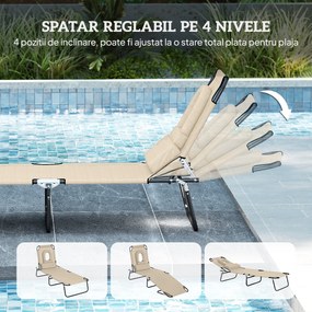 Outsunny Sezlong de Gradina Piabil, Pat pentru Plaja | Aosom Romania