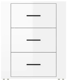 Noptiera, alb extralucios, 50x36x60 cm, lemn compozit 1, Alb foarte lucios