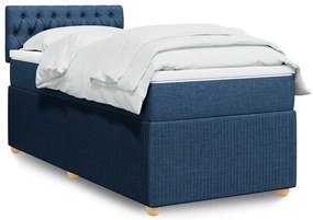 vidaXL Pat box spring cu saltea, albastru, 80x200 cm, textil
