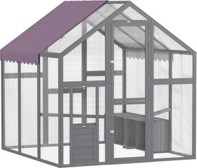 PawHut Tarc pentru găini, adăpost pentru găini cu acoperiș rezistent la apă, 2 cuiburi, 2 bârne, pentru 6-8 găini, aprox. 1,7 x 1,8 x 1,8 m | Aosom Romania