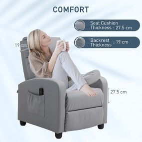 HOMCOM Fotoliu de Masaj cu 8 Moduri și 5 Intensități, Suport pentru Picioare și Telecomandă, 68x88x98 cm, Gri Deschis | Aosom Romania