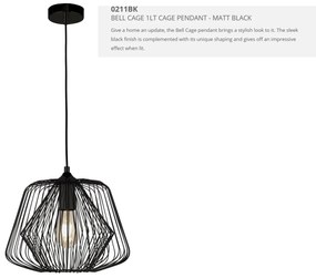Lustra / Pendul design modern minimalist Bell Cage negru 0211BK SRT