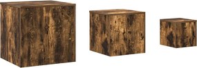 vidaXL Măsuțe laterale, 3 buc., stejar fumuriu, lemn prelucrat