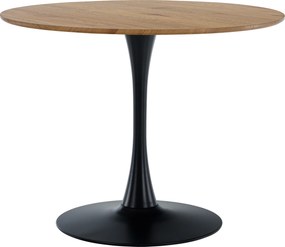 Masă de sufragerie, rotundă, stejar/negru, diametru 110 cm, REVENTON NEW