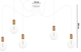 Lustră pe cablu MIROS 5xE27/60W/230V albă/cupru