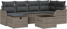 vidaXL Set de canapele pentru grădină cu pernă 7 pcs Gri Rattan poli