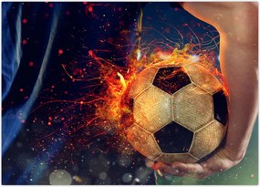 Tablou - Minge de fotbal în flăcări (70x50 cm)