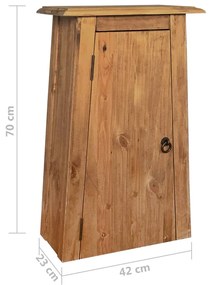 Dulap suspendat baie, lemn masiv de pin reciclat, 42x23x70 cm Maro