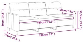 Canapea cu 3 locuri, taupe, 180 cm, material textil Gri taupe, 198 x 77 x 80 cm