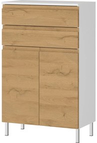 Dulap de baie scund alb cu aspect de stejar 60x97 cm Torrance - Germania