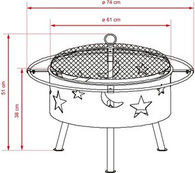Vatră de grădină cu grătar Avenberg WILDFIRE
