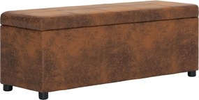 vidaXL Banchetă cu depozitare, maro, 116 cm, piele întoarsă ecologică