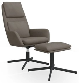 3097798 vidaXL Scaun de relaxare cu taburet, gri deschis, catifea