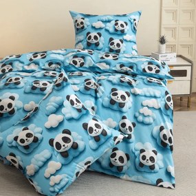 Lenjerie de pat din microfibra SKY PANDA albastru Dimensiune lenjerie de pat: 70 x 80 cm | 140 x 200 cm